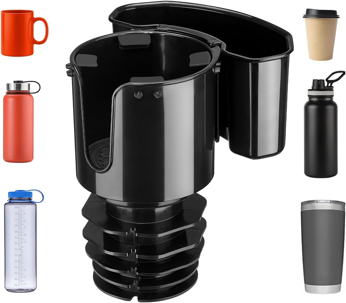 JOYTUTUS Cup Holder Expander, Expandable Insert Extender, Adapt Most Regular Cup Holder for Car 18-40oz (3.4-3.8 Inch), Hydro-Flask, Yeti, Nalgene (16 40 Oz) Large Water Bottles