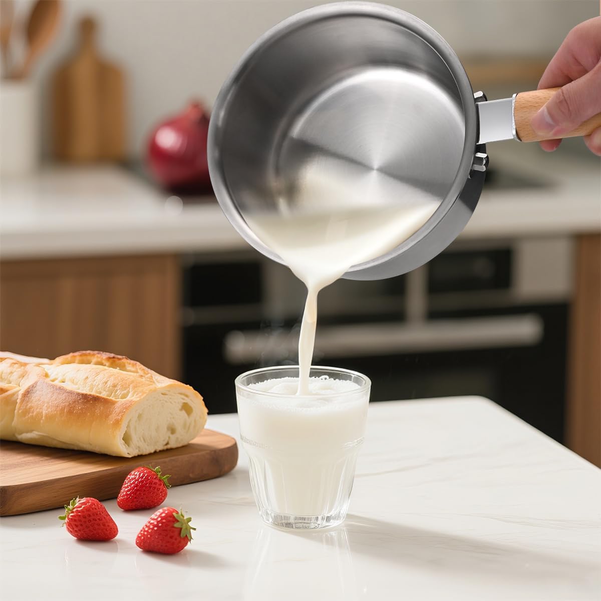 Stainless Steel Saucepan with Glass Lid, Uncoated Non-Toxic Sauce Pan Rivetless with Staly-Cool Handle, Induction Base 1.5QT Sauce Pot for Most Cooktops, Dishwasher Safe - Image 7