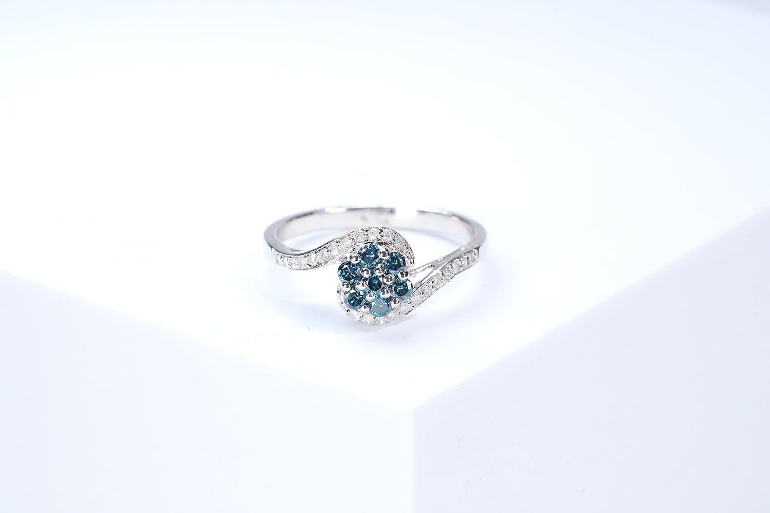 Gin & Grace 925 Sterling Silver Natural Irradiation Blue 1 Diamond Ring for women | Ethically, authentically & organically sourced Diamond hand-crafted jewelry for her | Diamond Ring for women