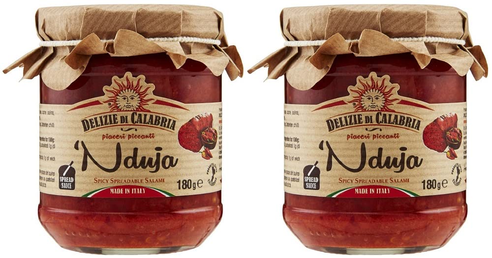 NDUJA - Italian Spicy Spreadable Sausage (180g, Pack of 2) | Artisan Gourmet Food | By Delizie di Calabria