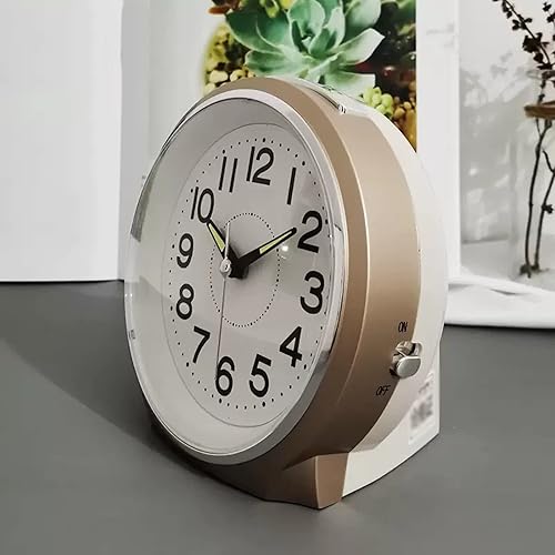 Miniatura 7 de Reloj despertador analógico silencioso sin tictac con luz nocturna, fácil de configurar, suave despertador, funciona con pilas AA para mesita de