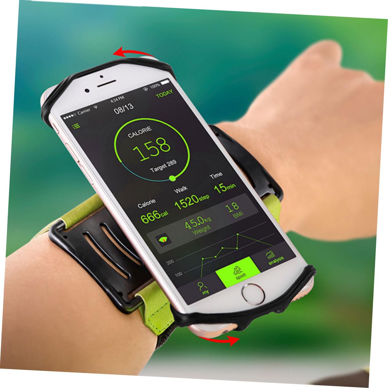 Angoily 2stücke Drehbarer Armband Handyhalter Für Sport Jogging Und Laufen Elastisches Material Einfacher Zugriff Smartphone Farblich Zufällig