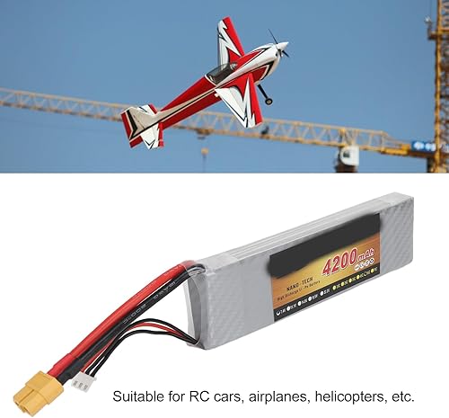 Miniatura 5 de Potente 7.4V 2S 4200mAh 55C Lipo Batería con XT60 Plug Alta Capacidad para RC Coche Avión Helicóptero Drone