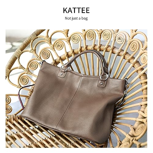Image of Kattee Women's Soft Genuine Leather Tote Bag, Top Satchel Purses and Handbags