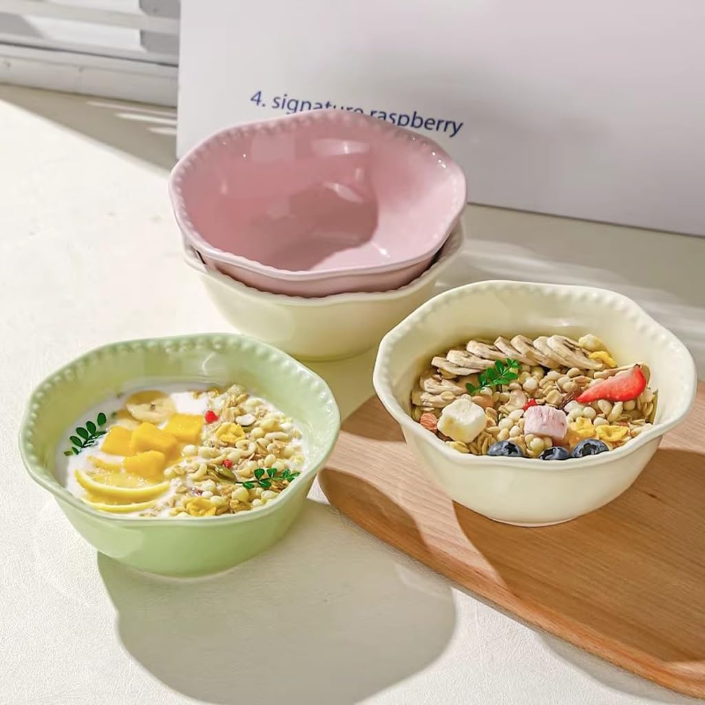 Schale zum Servieren, Schüsseln for Suppe, Müslischüssel, 2er-Set, 450 ml, Keramik, weiß, großes Frühstück for Salate, Nudeln, Reis, Haferflocken