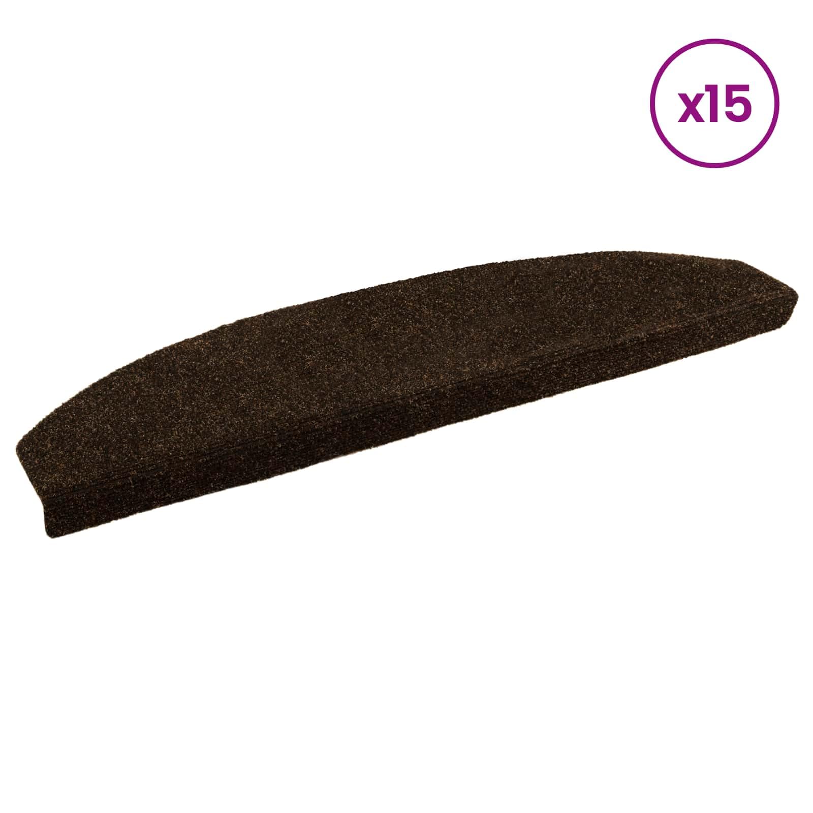 Lot de 15 tapis d'escalier autocollants, 80 x 24,5 cm, marron