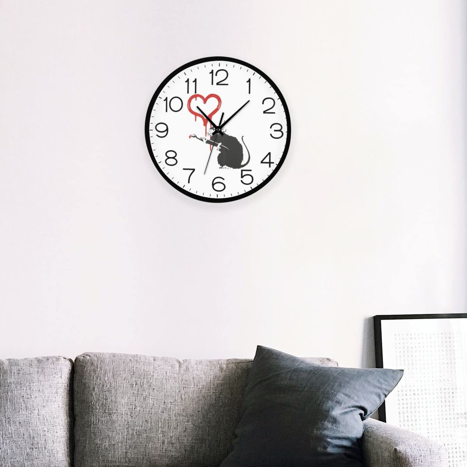 Amazon.co.jp: 掛け時計 バンクシー Banksy ネズミ 壁掛け時計