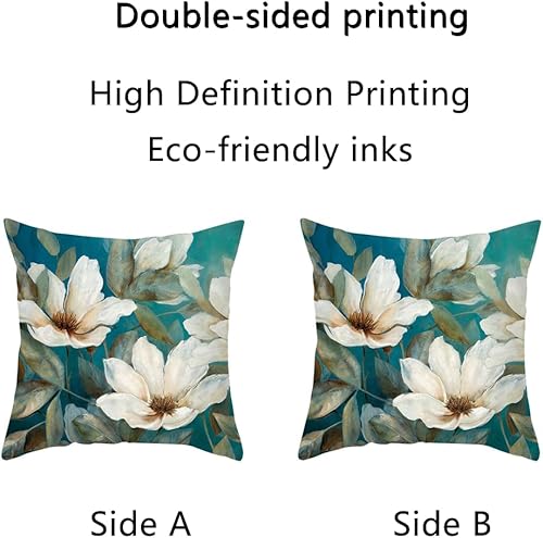 Miniatura 3 de LY-64 - Juego de 4 fundas de almohada decorativas bohemias de 14 x 14 pulgadas, color verde azulado, impermeables, de lino, para sofá, silla, cama,