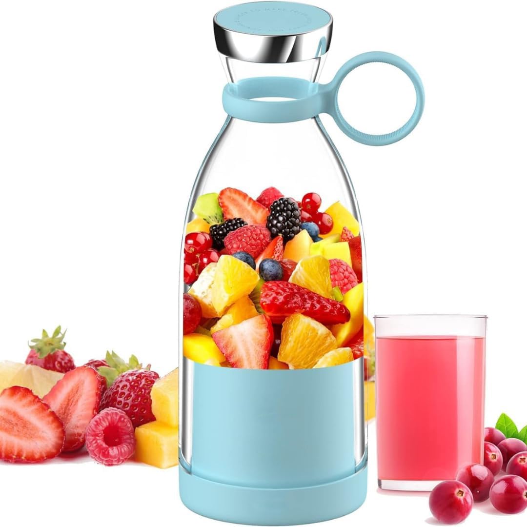 VALOREX Portable Mini Juicer Blender, USB Rechargeable Fruit Juice Maker Machine, Portable Personal Size Juicer Bottle Grinder Mixer Blender for Smoothie, Juices and Shakes (Multi)