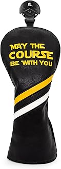 Golf Headcovers Golf Club Head Covers May The Course Be with You Style Elegant Embroidery Premium Leather Driver Fairway(FW) Wood Hybrid(UT) with Number Tags, Golf Mallet Putter Cover