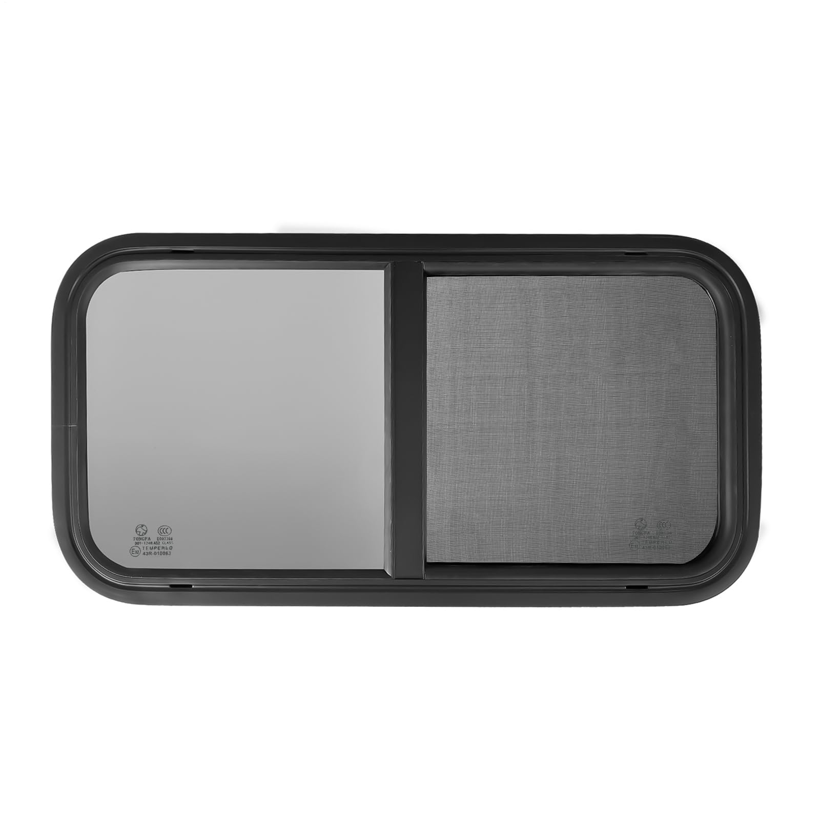 Ventana para autocaravana de 62,5 x 33 cm, repuesto de ventana abatible para autocaravanas, tintada con mosquitera, ventanas lateral con esquinas redondeadas para autocaravana, caravanas