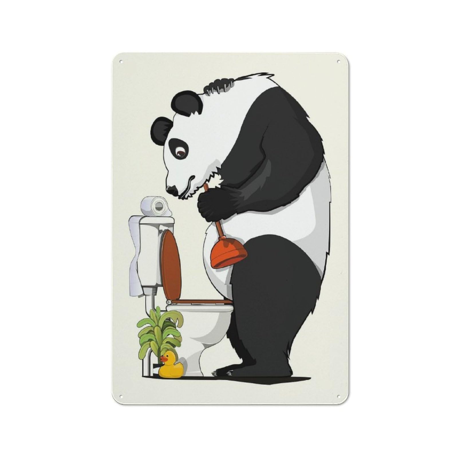 Junmoney Panda Bear Fixing Toilet For Garden Room Or Summerhouse, Rustic Tin Sign 30X20cm, Wall Decor For Garden Rooms And Summerhouses