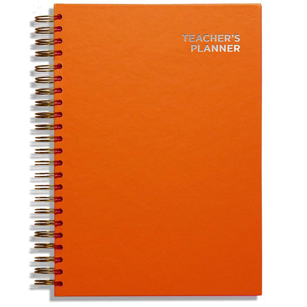 A4 Primary Teacher Planner 2026-2027 by Pirongs | 4 Period Planner | Page a Day | Undated, Hardback, Wiro-Bound Teachers Planner - 4 Lesson Day - Orange โ image 1