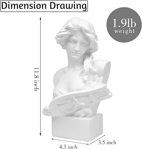 Miniatura 2 de Norrclp Estatua griega de la diosa musical, busto de cabeza romana clásica, escultura de mitología griega para sala de estar, decoración de estantes