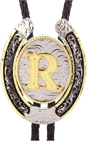 HUABOLA CALYN Bolo Tie for Men- Golden Initial Letter ABCDMJR to Z Western Cowboy Bolo Tie for Women