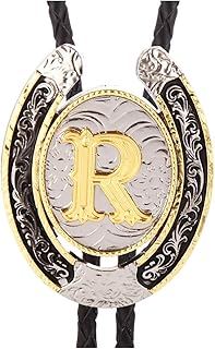 HUABOLA CALYN Bolo Tie for Men- Golden Initial Letter ABCDMJR to Z Western Cowboy