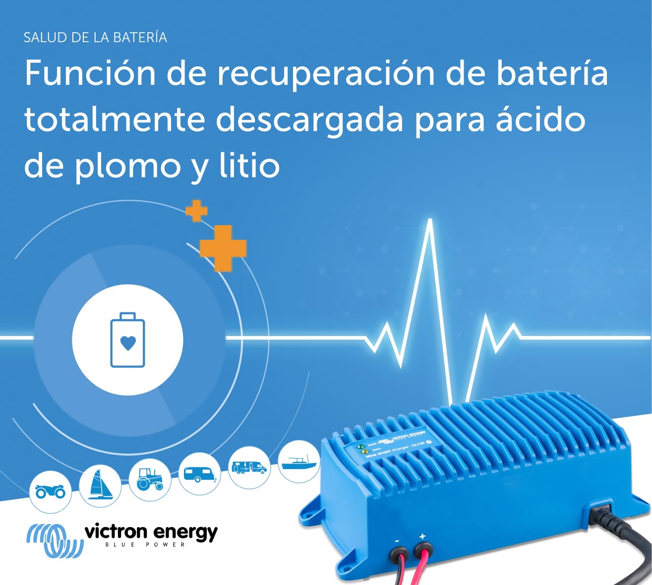 Victron Energy Blue Smart IP67 12-Voltios 25 amperios 230V Cargador de Batería Bluetooth + opción de inmovilizador (CEE 7/7)