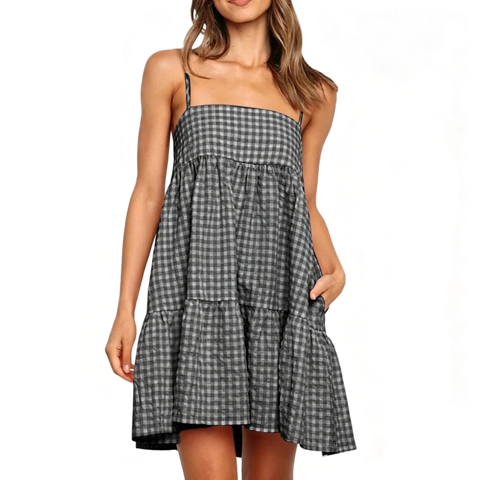 Robe d'été à rayures décontractée chic sans manches à volants