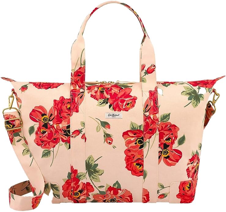 Cath Kidston Archive Rose - Bolso de noche plegable con correa cruzada en melocotón y rojo, melocotón, One Size