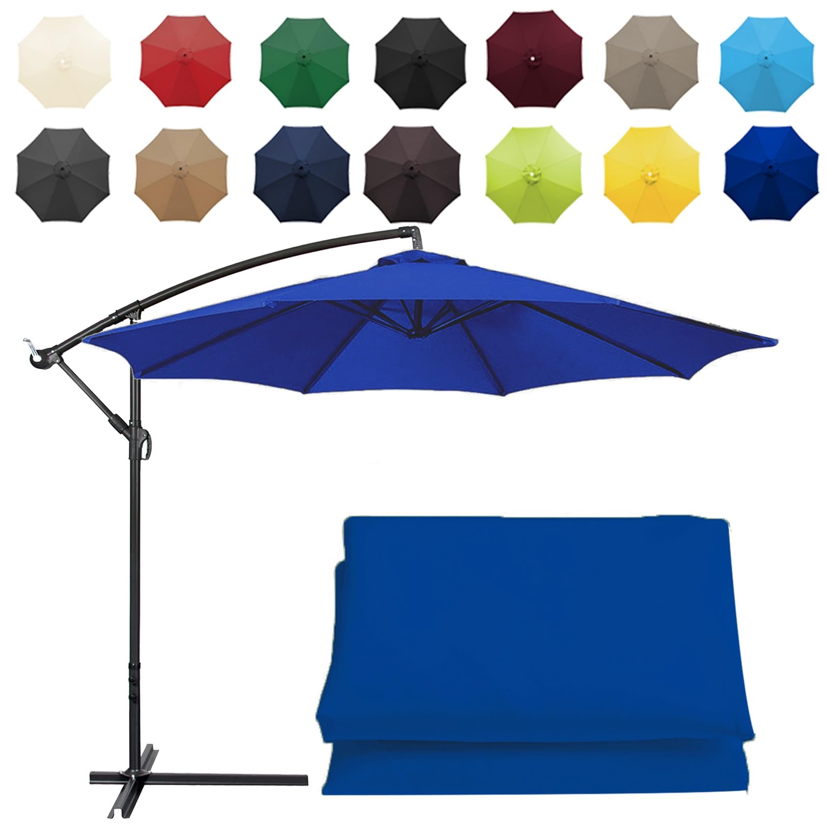 Replacement Parasol Canopy Sun Umbrella Replacement Cloth For 200cm-6 Arms 2.7m-6 Arms 2.7m-8 Arms 300cm-6 Arms 300cm-8 Arms(Color:Royal blue,Size:8 ribs-2.7m(8.8ft))