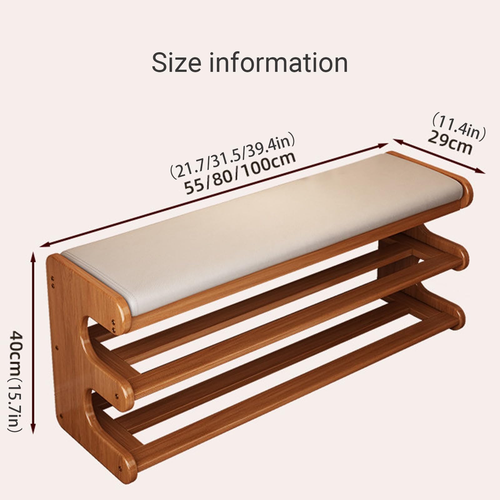 Banco Zapatero Bambú de 3 Niveles con Asiento Acolchado Panca poggiapiedi letto con contenitore corridoio ingresso cassapanca legno(F,100 * 29 * 40cm/39.4 * 11.4 * 15.7in)