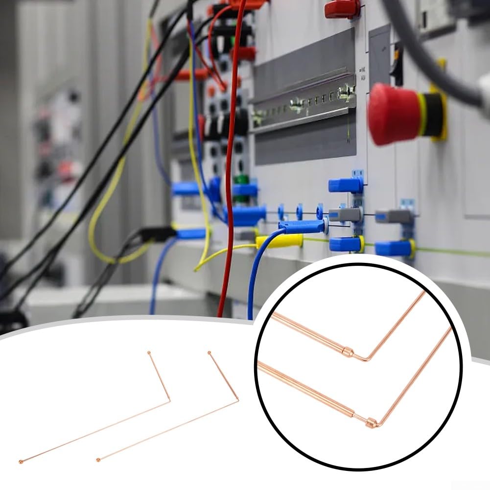 Lot de 2 tiges de radiesthésie rétractables en cuivre à 99,9 % - Instruments de mesure pour détection d'eau et outils de trésor