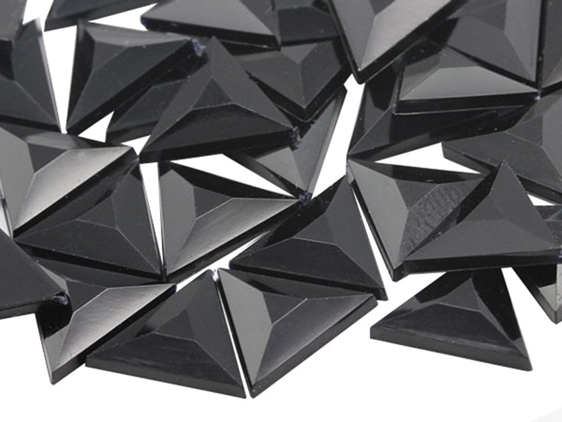 Allstarco Black Jet .Jt 13Mm Flat Back Triangle Acrylic Rhinestones Plastic Gems Plastic Costume Jewels Embelishments - 50 Pieces (Black Jet .Jt)