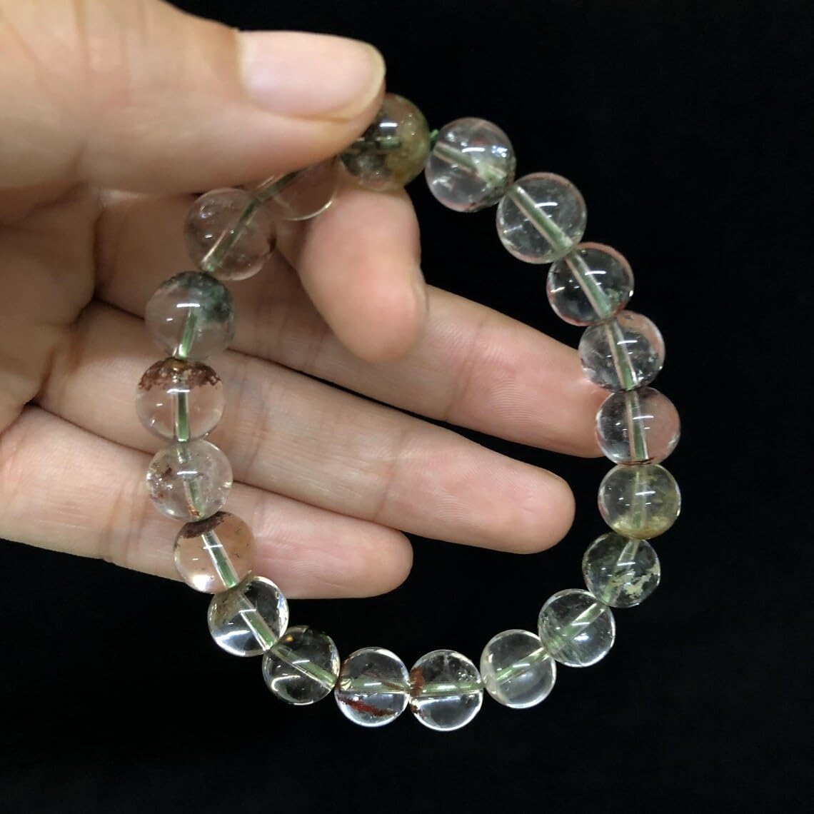 Braccialetto da giardino in quarzo fatto a mano con pietre semipreziose naturali da 10 mm, perline rotonde lisce ed elastiche, braccialetto bohémien, braccialetto per meditazione spirituale, bracciale