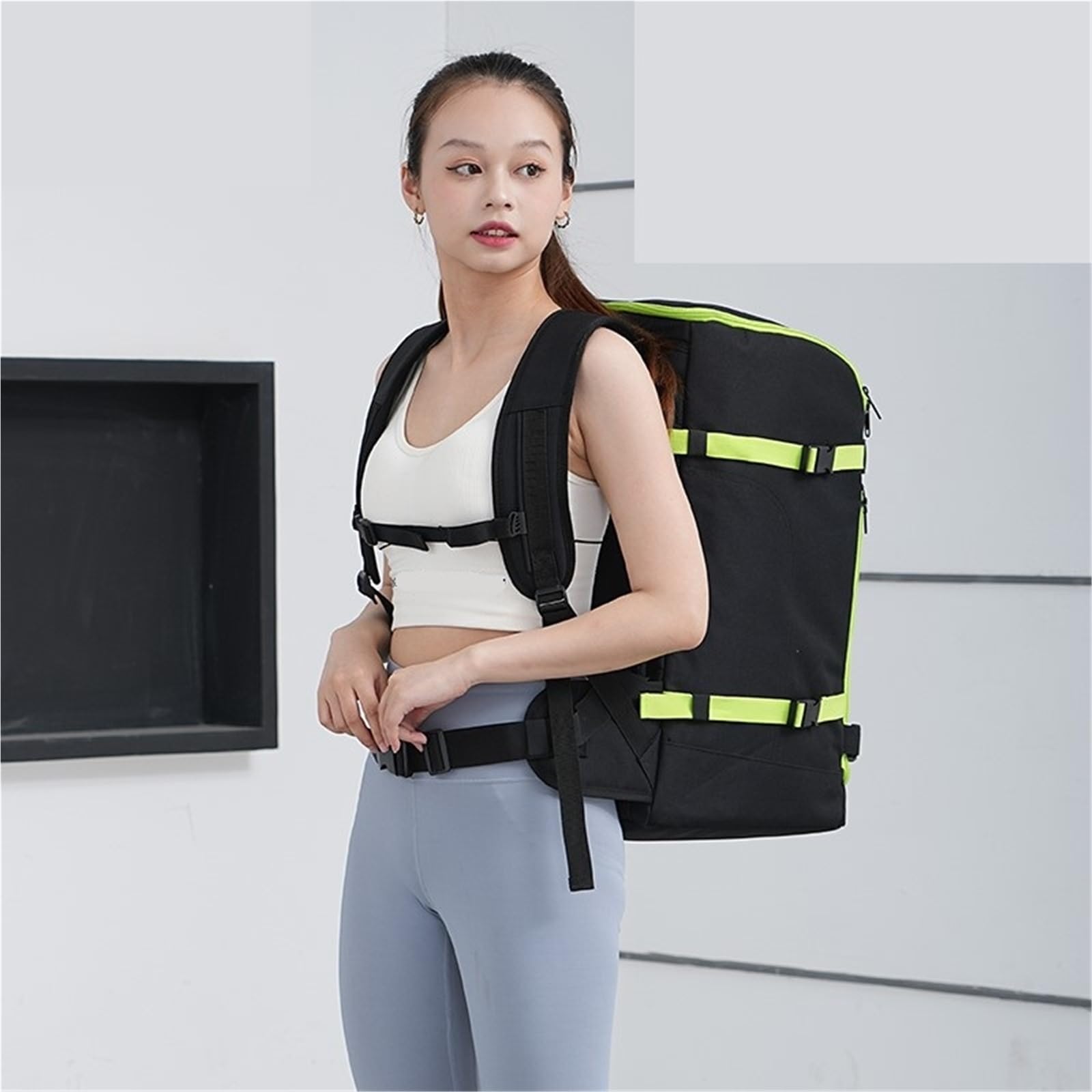 Skischuhtasche Snowboard-Rucksack, großes Fassungsvermögen, 50 l, Trocken- und Nasstrennung, Skirucksack, Schneeschuhe, Tasche, Schneeaufbewahrungstasche(Black 30x32cm)