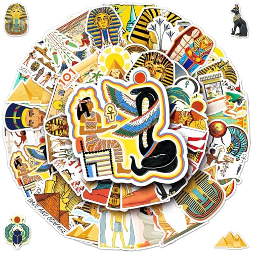 2 X 50 pièces autocollants egypte, Autocollants De Style Égyptien, Autocollants Pharaon Égyptien, autocollants Rétro, pour Ordinateur Portable, Skateboard, Scrapbooking décalcomanie étanche