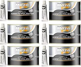 Kit 6 Massa Poliester Automotiva Adesivo Funilaria 750g Premium Maza