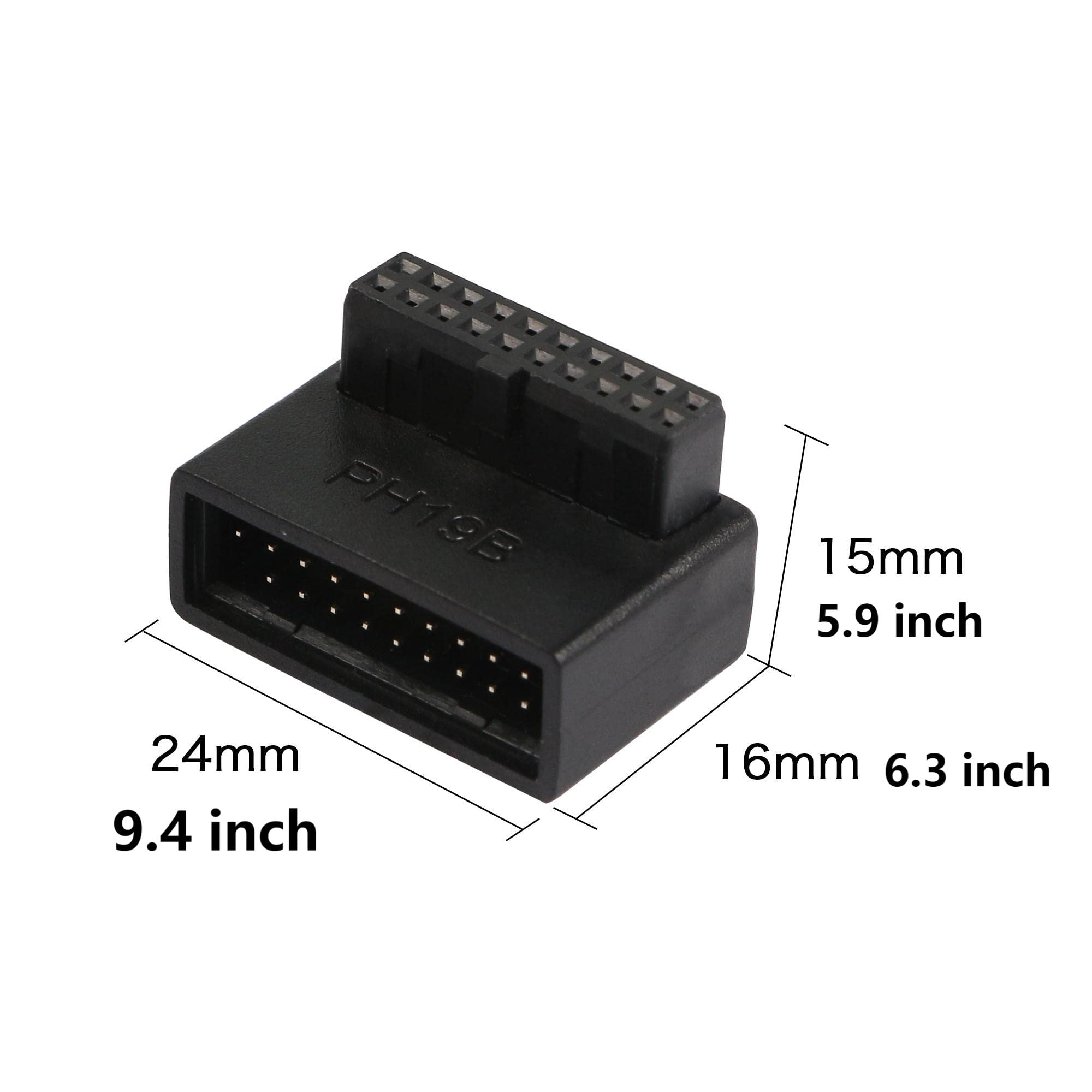 Adattatore USB 3.1 Tipo E A 90° Per Scheda Madre: Gomito Verticale Per Cablaggio Ordinato, PH74A/PH74B