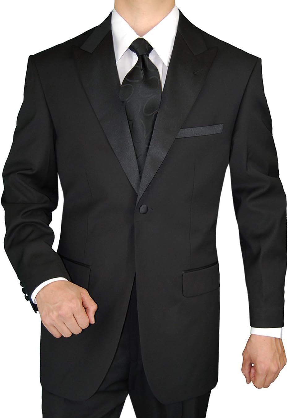 Men's Tuxedo Suit 1 Button Peak Lapel Jacket Adjustable Pant