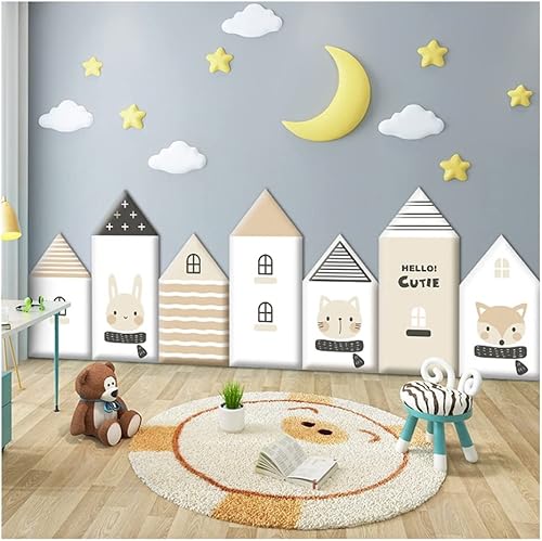 HUAHUA Paneles de pared para niños, anticolisión, papel pintado autoadhesivo 3D, de piel sintética, impermeable, suave, para decoración de