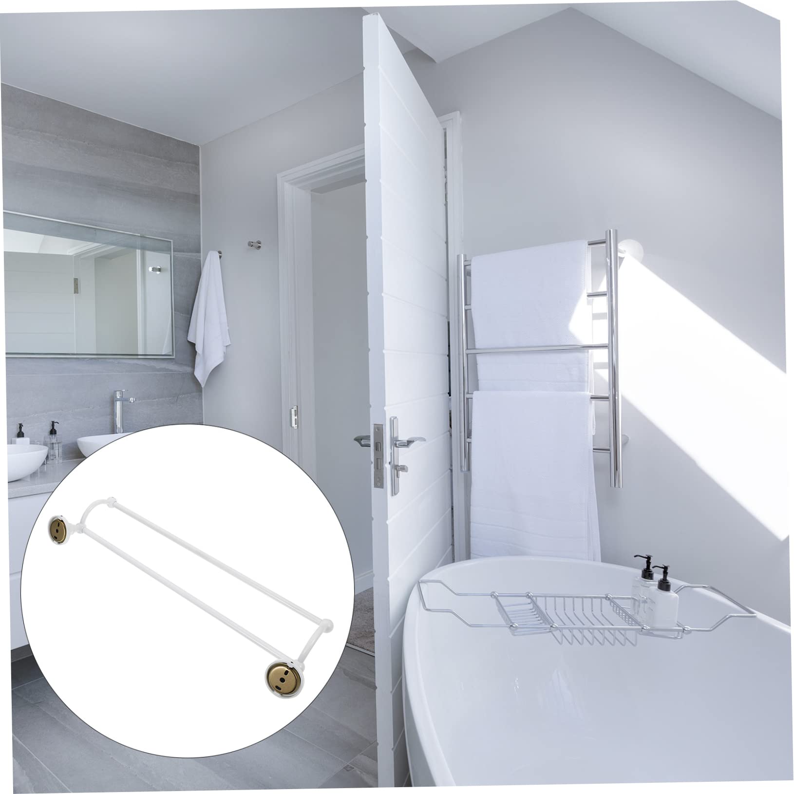 Toallero de Doble Barra, Estante de Almacenamiento de Pared para baño, Percha, Acabado en latón, Ideal para Toallas y paños de Cocina, diseño Que Ahorra Espacio.