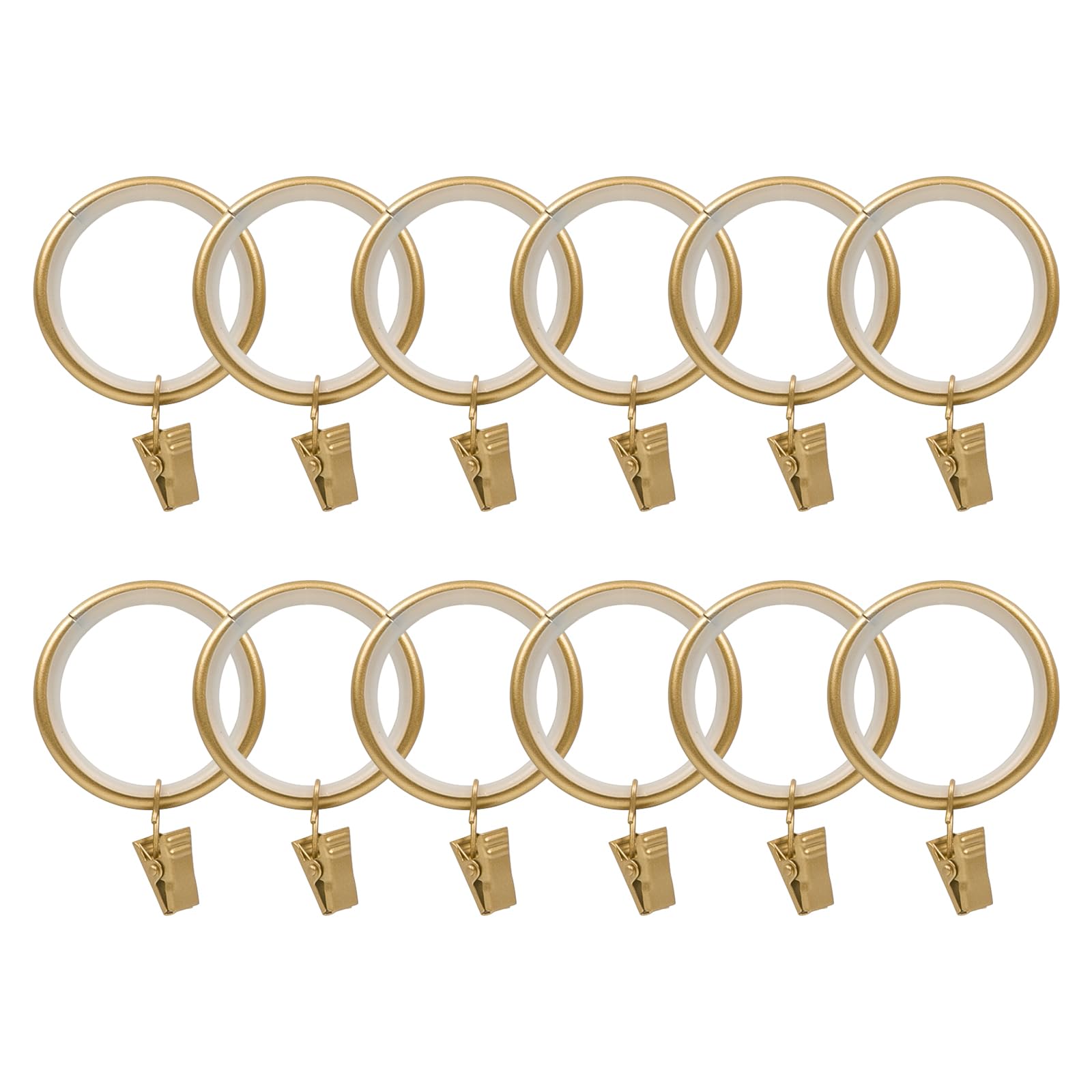 TWOPAGES 12 Pack Gold Curtain Rings with Clip, 1.5" Curtain Clip for Panel