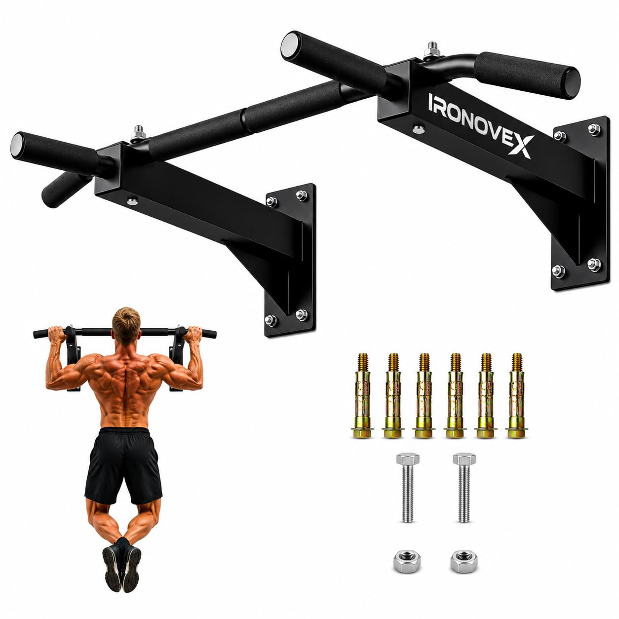 Wall Mounted Pull Up Bar for Home Gym | Heavy Duty Chin Up Bar with Multi Grip Design | Strength Training Equipment for Pull Ups, Chin Ups, Hanging Exercises & Home Workout-image-47