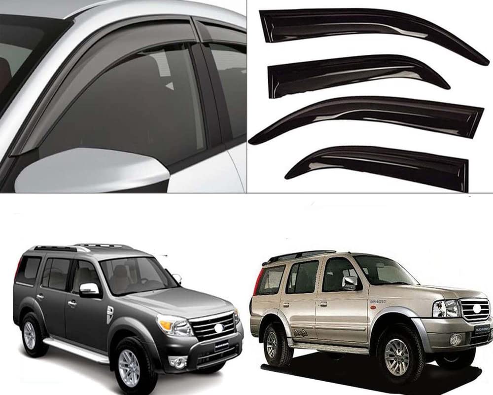 CARNACK Compatible for Door Visor Wind Rain Deflector Black for Endeavour Old Type 1/2 2013-2015 Set of 6 Pieces