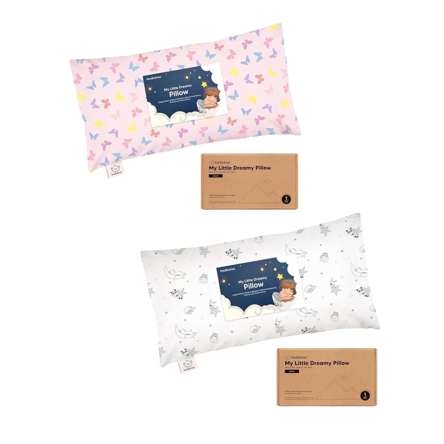 KeaBabies Toddler Pillow with Pillowcase - 10x18 My Little Dreamy Kids Travel Bed Pillows for Sleeping, Cotton Small Pillowcase, Soft & Breathable, Machine Washable, 2-5 Years Old