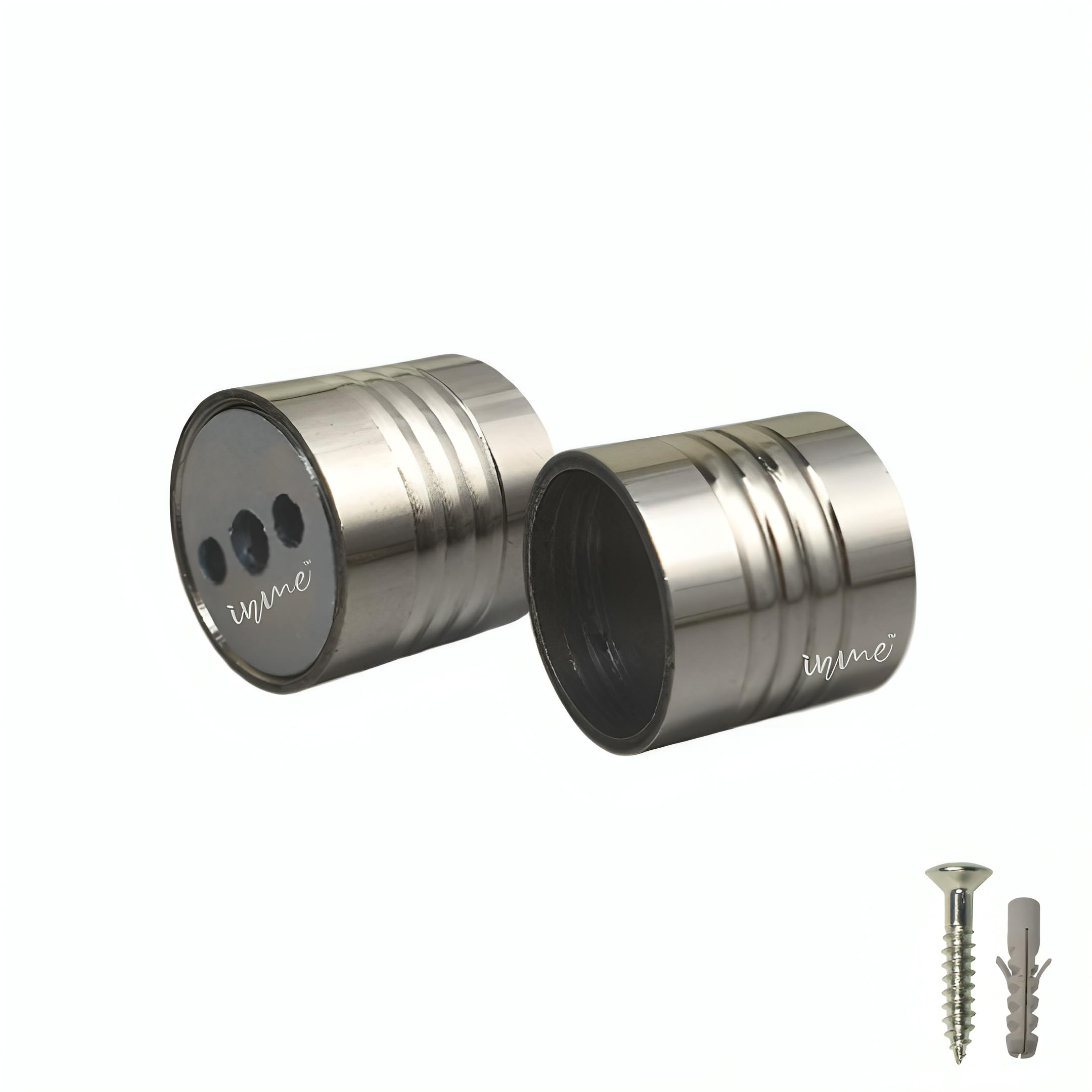 Inme Heavy-Duty Stainless Steel Concealed Curtain and Wardrobe Rod Holder/Bracket, Wall to Wall Bracket - 1 inch Glossy Silver with Screws & Wall Plugs Included (Pack of 2)-picture-20