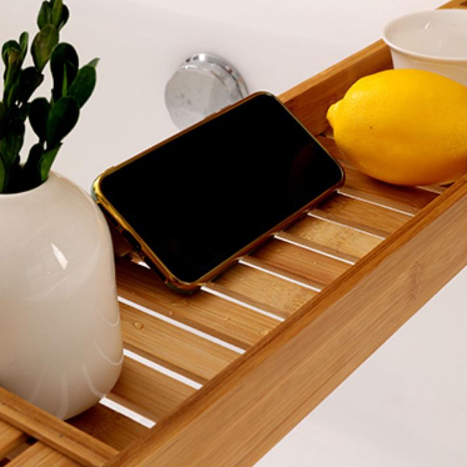 Bandeja de baño para bañera, organizador multifuncional para accesorios, libros, tabletas, teléfonos y champú, diseño simple, perfecto para uso doméstico