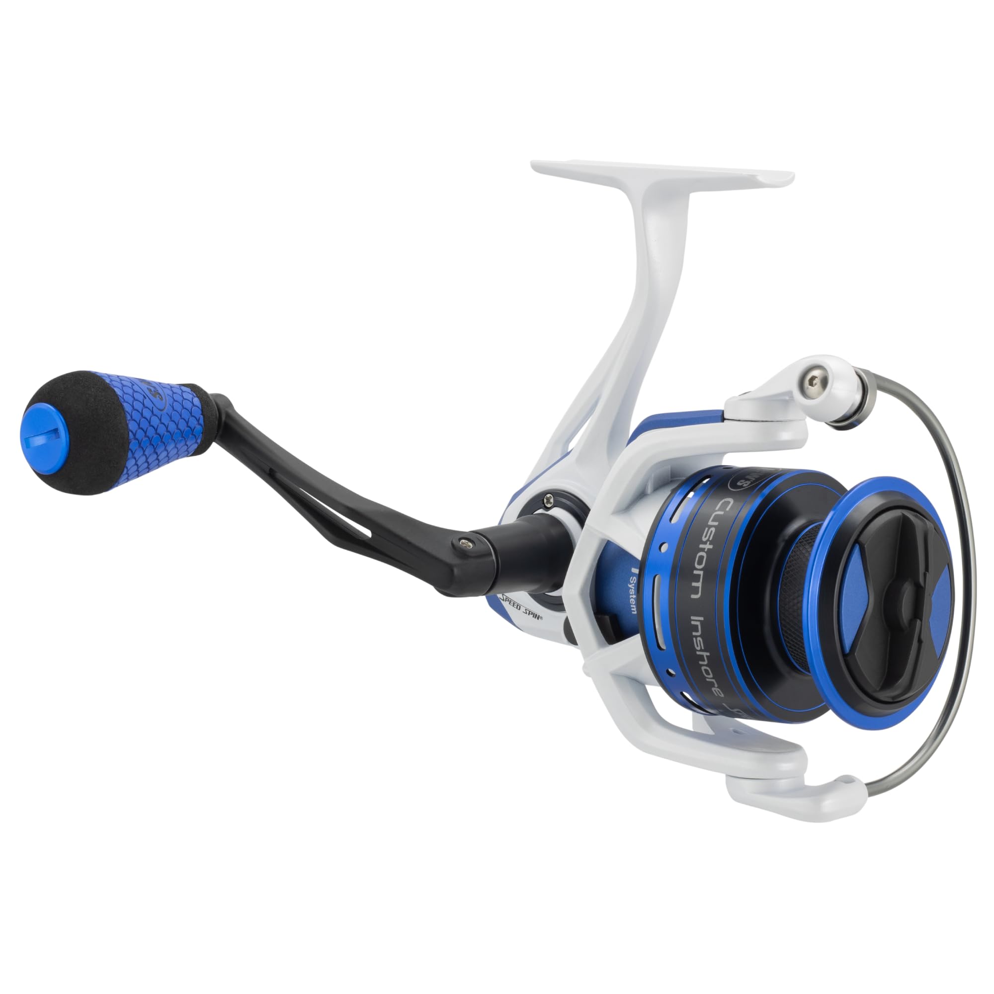 Lew's Custom Inshore Speed Spin Spinning Fishing Reel, 6.2:1 Gear Ratio, Right or Left-Hand Retrieve, Aluminum Frame, 7 Bearing System with Stainless Steel Double Shielded Ball Bearings, White