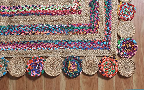 Tapis Chindi pour zone à forte circulation | Cape Cod carré coton jute - 7