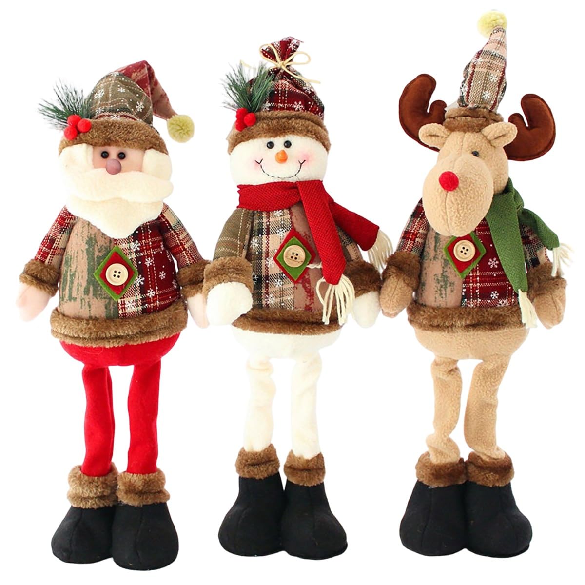 CTRLZS Christmas Decorative Reindeer Santa Claus Dolls 3PCS Standing New Year Ornament Christmas Dolls Merry Christmas