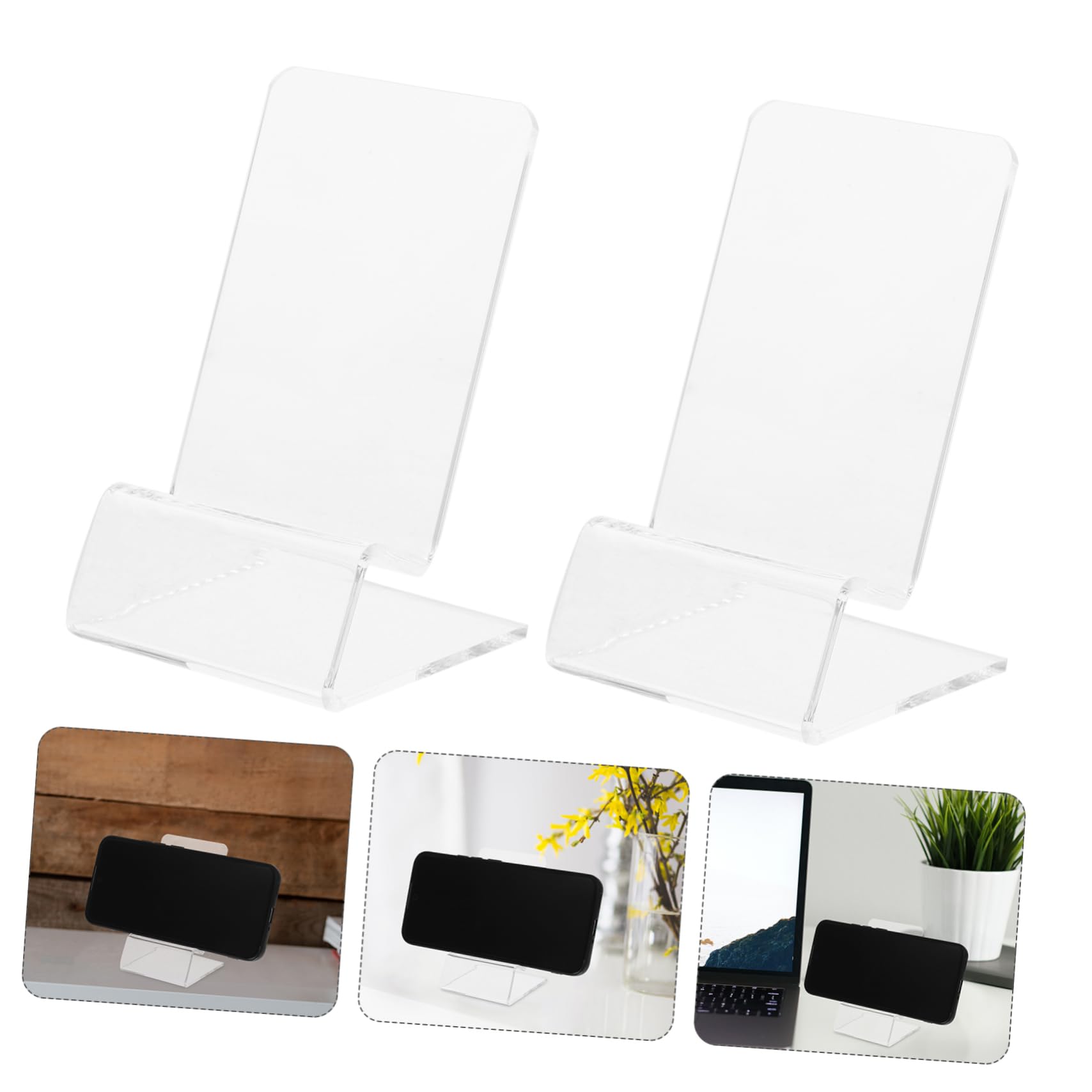 Homoyoyo Supporti per Telefono in Acrilico da Scrivania, Set da 10 Pezzi, Base per Cellulare da Ufficio, Accessori da Lavoro Trasparenti per Esposizione e Ricarica Display