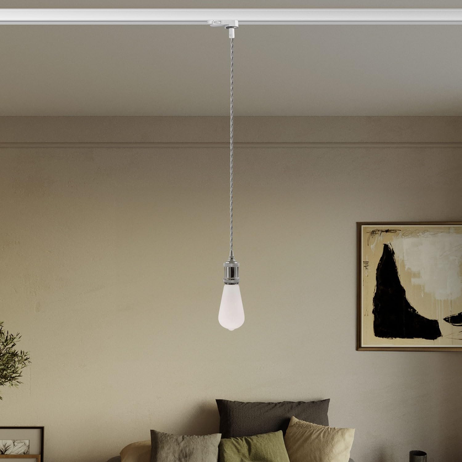 creative cables - Suspension vintage sur rail avec câble tressé - Ampoule incluse
