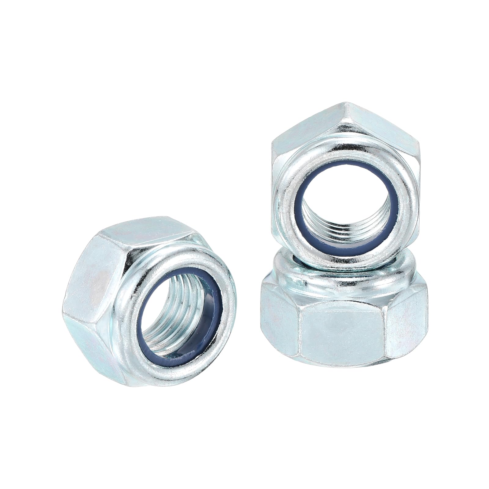 Kozelo 5Pcs M16-2 Nylon Locking Hex Nuts CarbonSteel Blue and White