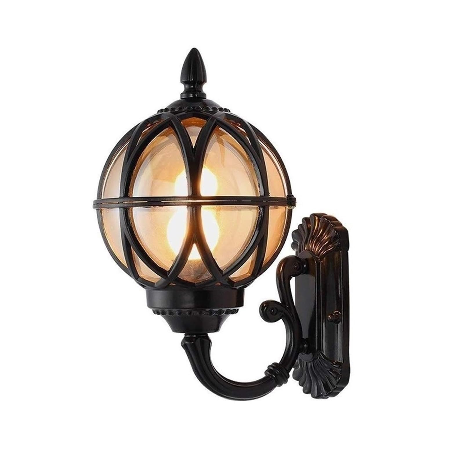 QUSYZD Lamp Post Lights Outdoor, Rainproof Wall Lighting Traditional Landscape Wall Light Aluminum Glass Post Wall Sconces Lamp Patio Villa Garden Balcony Gate Street,Black_h45cm
