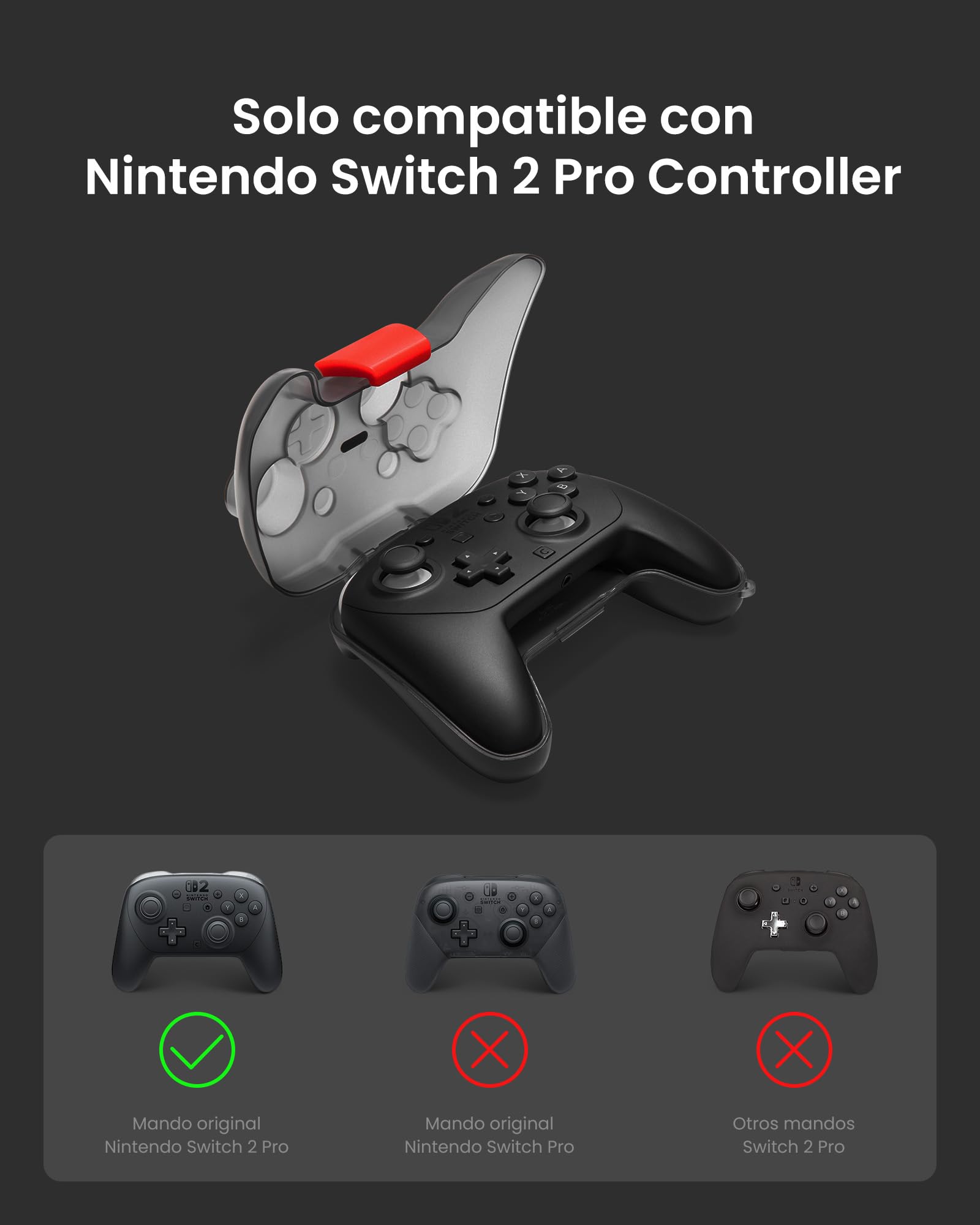 tomtoc Étui pour Manette Nintendo Switch 2 Pro Controller, Housse de Protection Rigide Mate, Coque Rigide pour Joystick, étui de Rangement Portable, Antichoc, Anti-Rayures, résistant à l’Eau
