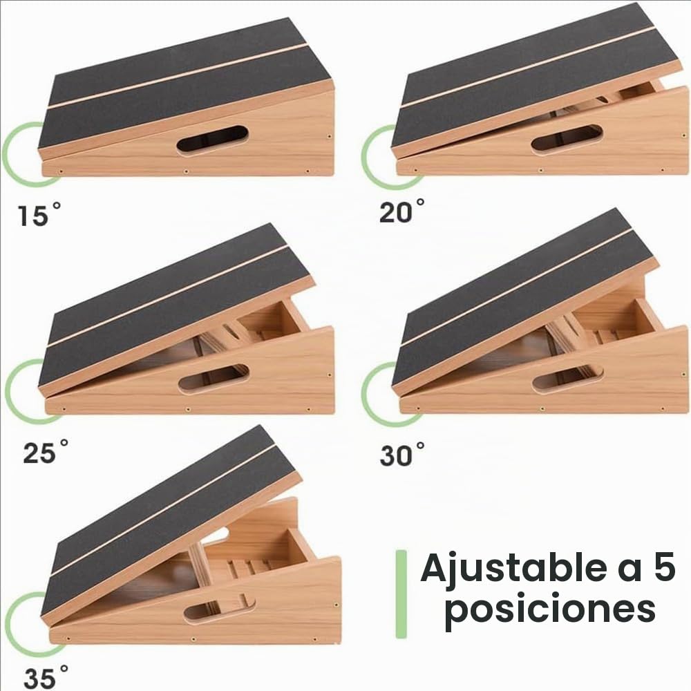 Tabla Inclinada De Madera Profesional,Tabla Inclinada Ajustable y Estirador De Pantorrilla,Tabla Elástica,Diseño De Mango Lateral Extra Para Portabilidad,Puede Ajustarse a 5 Alturas,Carga Máxima150kg